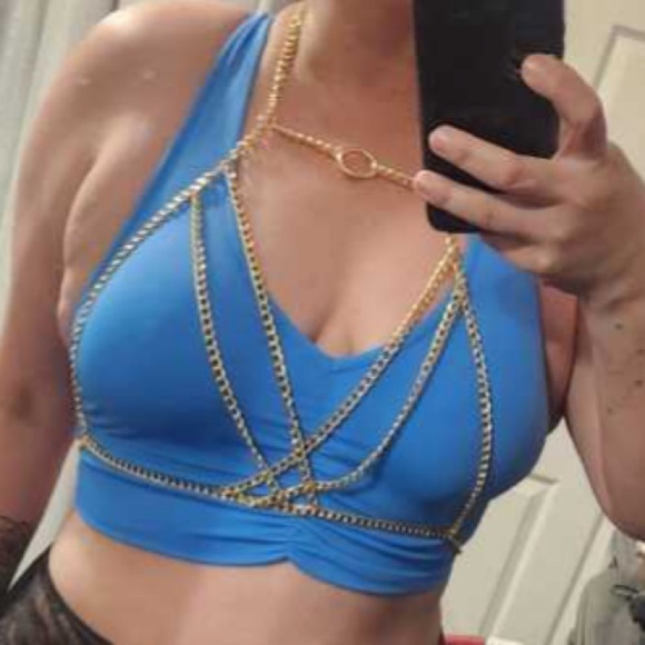 Plus Ring Linked Chain Detail Harness Bra size XL - Picture 8 of 11